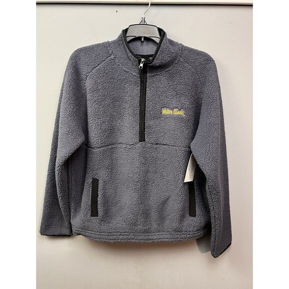 Western Illinois Sherpa Pullover Womens Medium Gray 1/4 zip Boxercraft Pocket - Picture 1 of 11